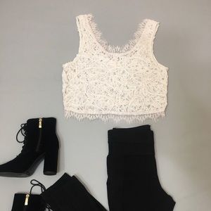 Luxxel Woven Lace Top
